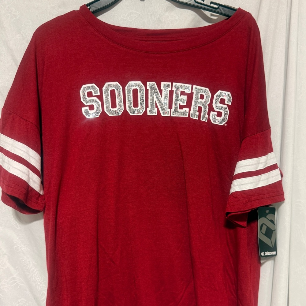 New Women’s M NCAA Oklahoma Sooners Sequined Shirt